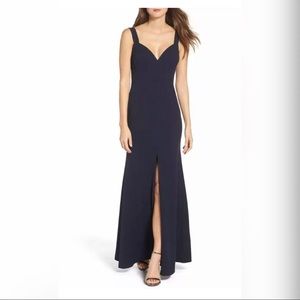 Vera Wang Sweetheart Neckline Slit Gown Dress